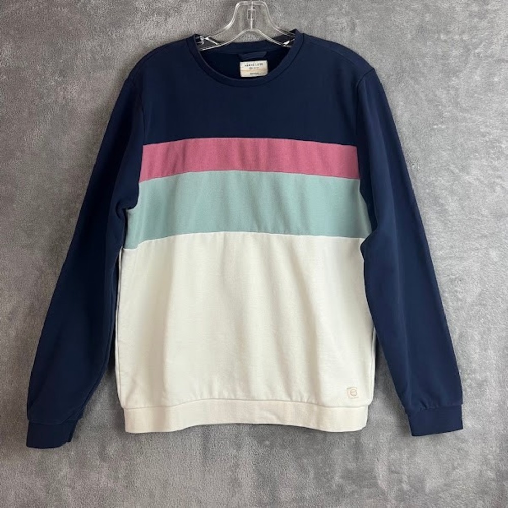 Marine Layer Colorblock Crewneck Sweatshirt Mens M Striped Organic Cotton